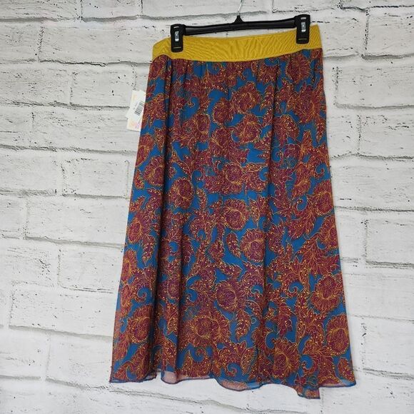 LuLaRoe Lola Skirt Womens Size Medium Pull On A Line Colorful Knee Length - Picture 6 of 11